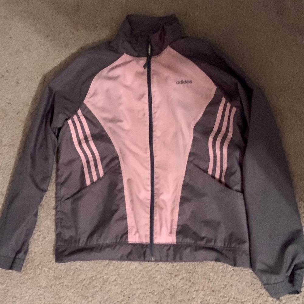 Adidas Grey and Pink Winderbreaker